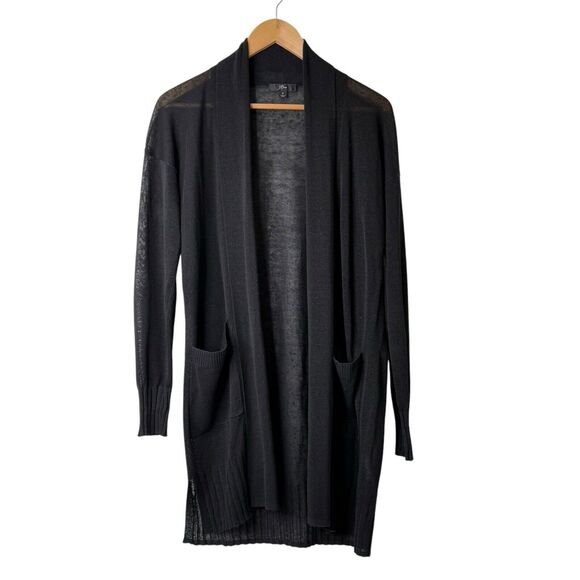 J Crew Long Linen Blend Cardigan Sweater Sz Small Semi Sheer Preppy Minimalist - Picture 2 of 13